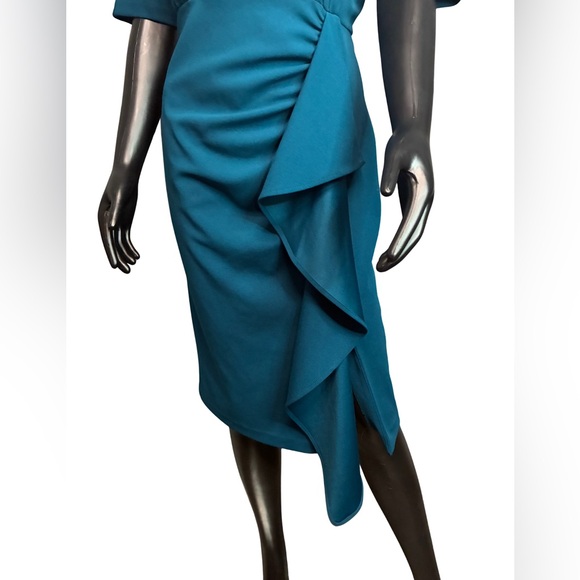 Calvin Klein Asymmetrical Teal Dress - Picture 2 of 4